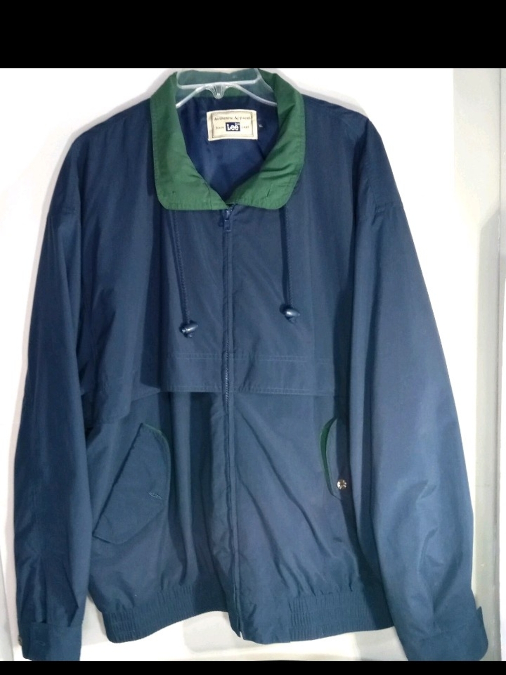 Lee Men's Navy Windbreaker with Green Trim